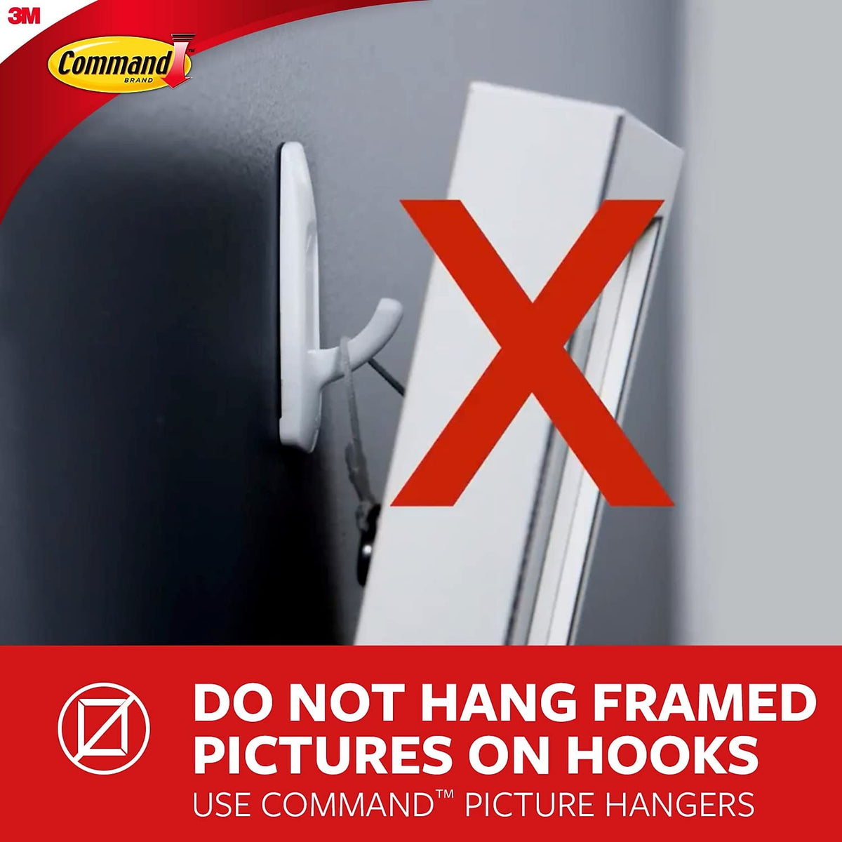 3M Command 17003Mpes General Purpose Plastic Hooks, Large, 5Lb Cap, White, 14 Hooks & 16 Strips/Pack