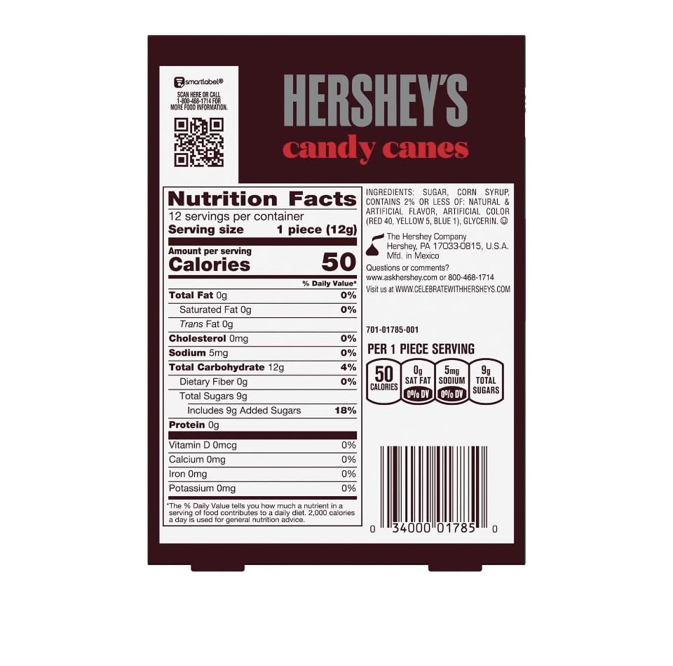 Hershey's Chocolate Mint Candy Canes, 12 Count (5.28 OZ)