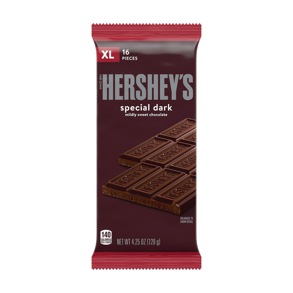 HERSHEY'S SPECIAL DARK Mildly Sweet Chocolate XL, Candy Bars, 4.25 oz (12 Count, 16 Pieces)