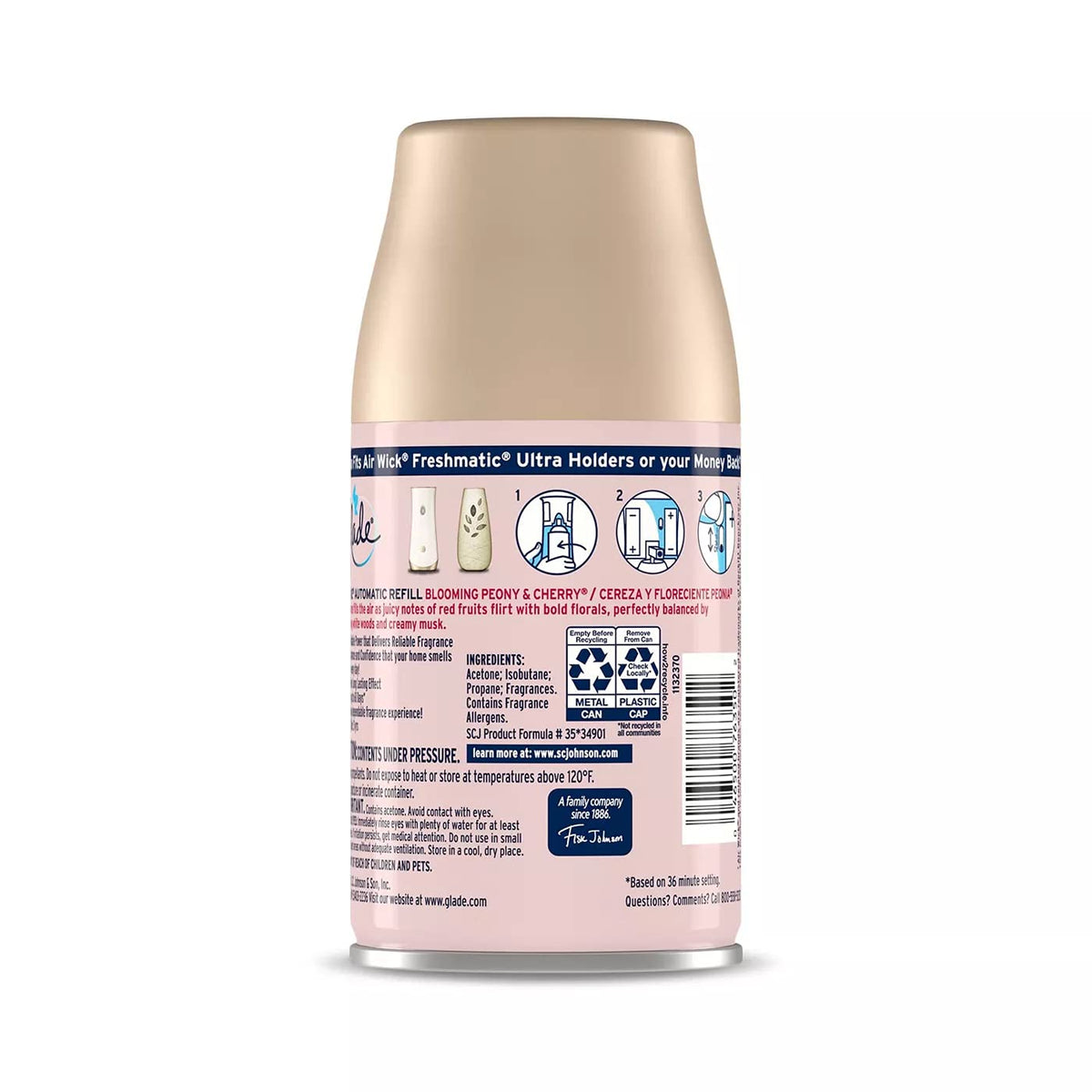 Glade Automatic Spray Air Freshener Refill | Blooming Peony and Cherry - 269 ml Each (Pack of 3)