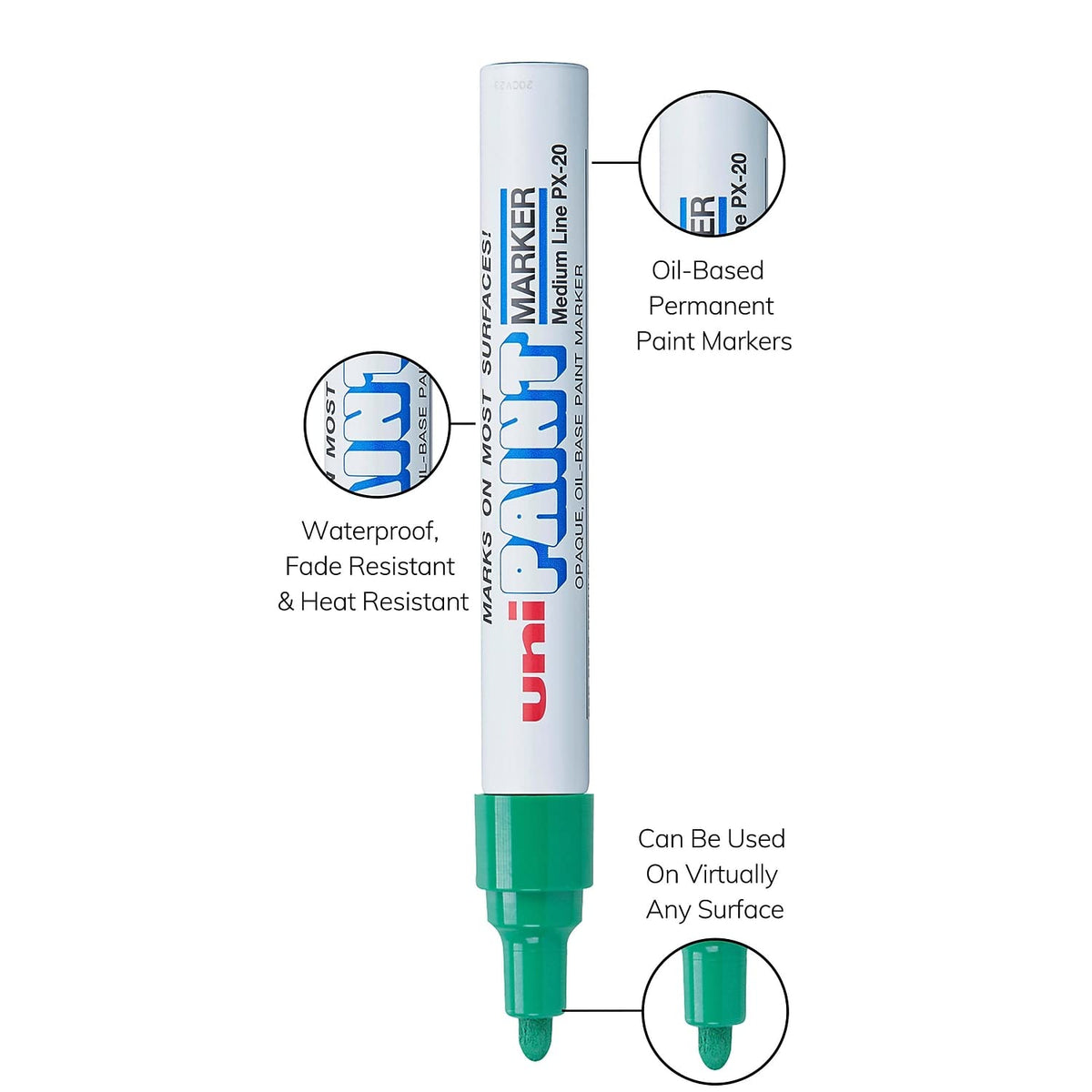 Uni-Paint PX-20 Oil-Based Paint Marker, Medium Point, Green, 1-Count