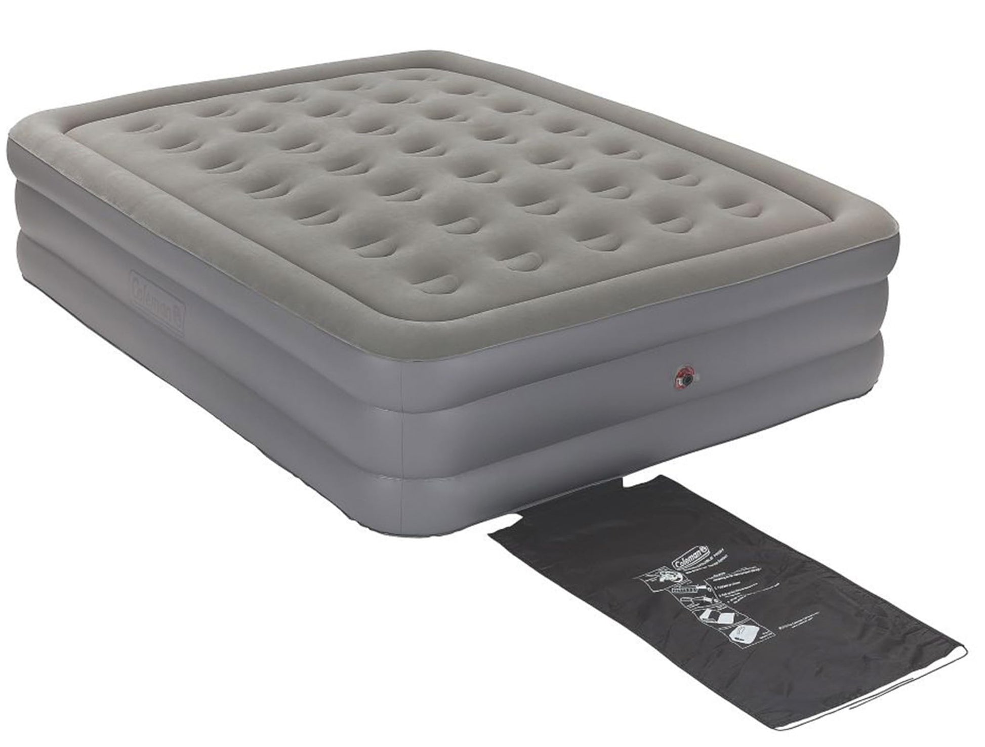 Coleman GuestRest 18" Plush Top Double High Air Mattress Airbed with Integrated Storage System and Carry Bag, Pump Not Included, Queen