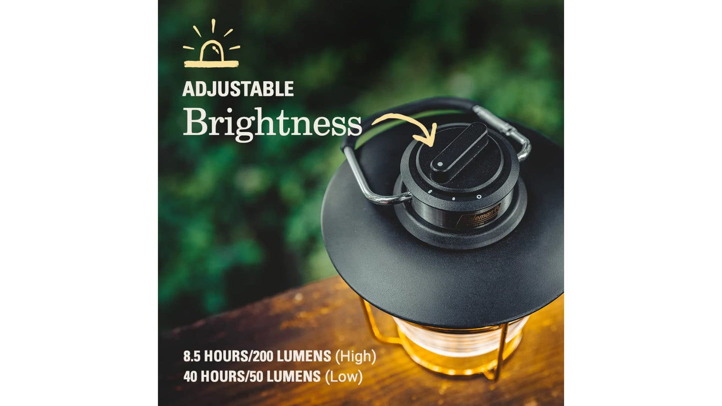 Coleman 1900 Collection 200 Lumens Premium LED Lantern, Durable Impact & Water-Resistant Lantern with Adjustable Brightness Settings & Carry Handle
