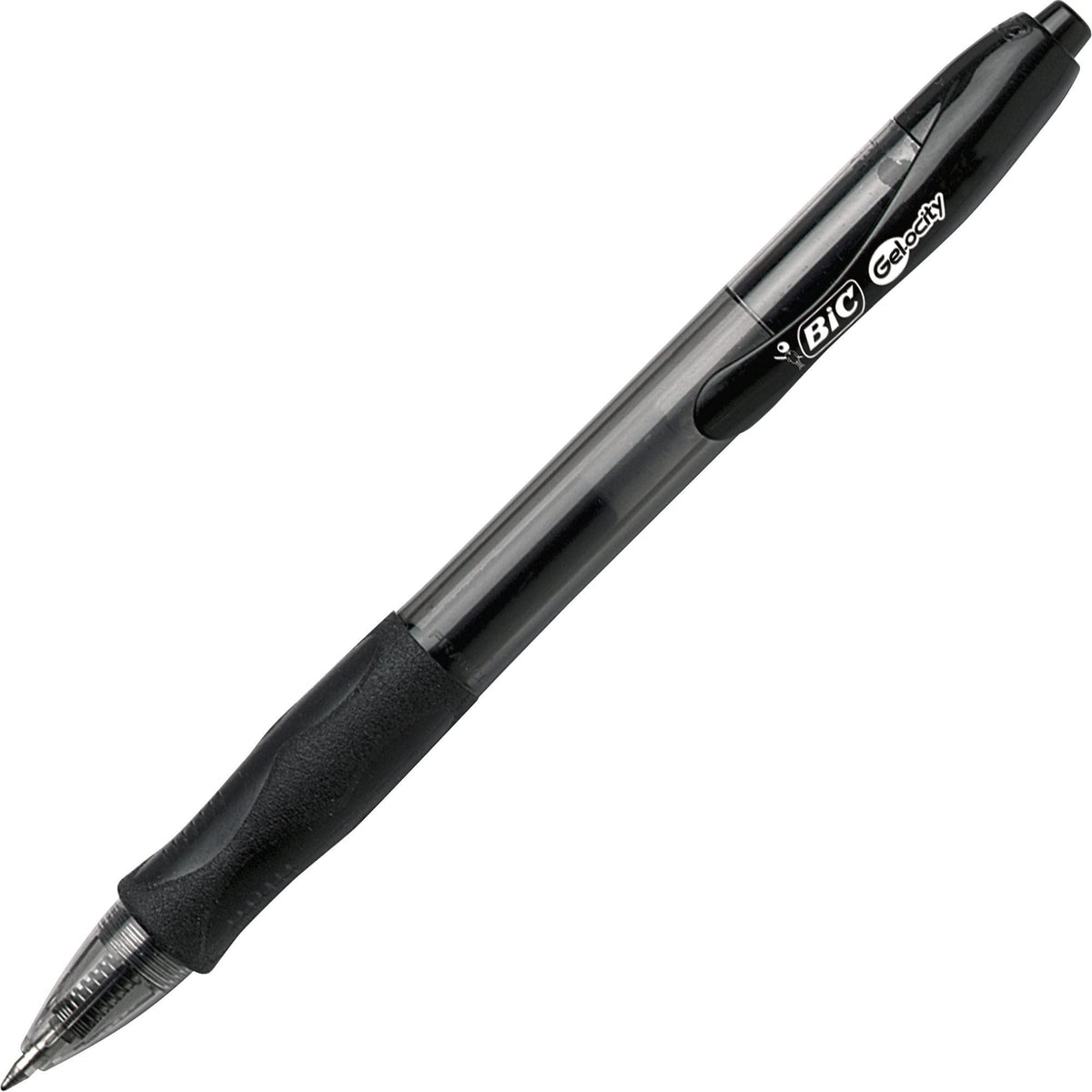 BIC Gelocity Original Black Gel Pens, Medium Point (0.7mm), 24-Count Pack, Retractable Gel Pens With Comfortable Grip