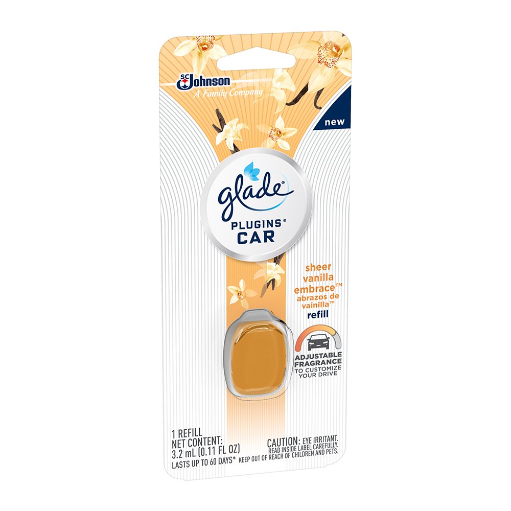 Glade Plugins Car Air Freshener Refill, Sheer Vanilla Embrace, 0.11 Fl. Oz