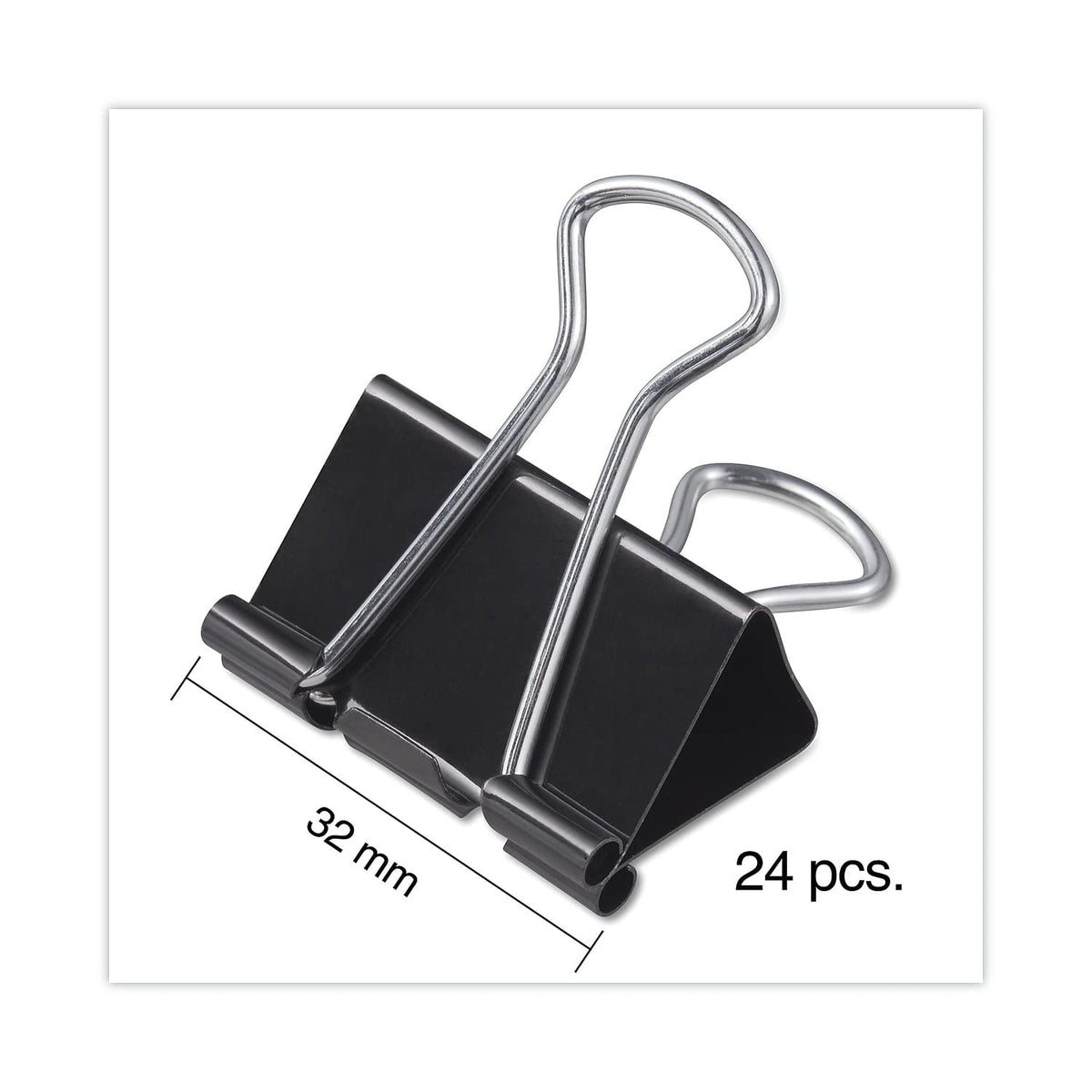 Universal UNV11124 Binder Clips with Storage Tub - Medium, Black/Silver (24/Pack)