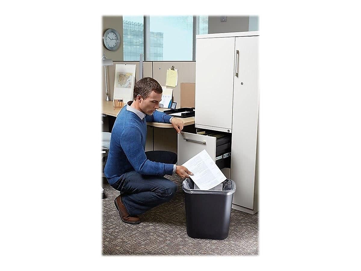 B&M Rubbermaid 295600Bk Deskside Plastic Wastebasket, Rectangular, 7 Gal, Black