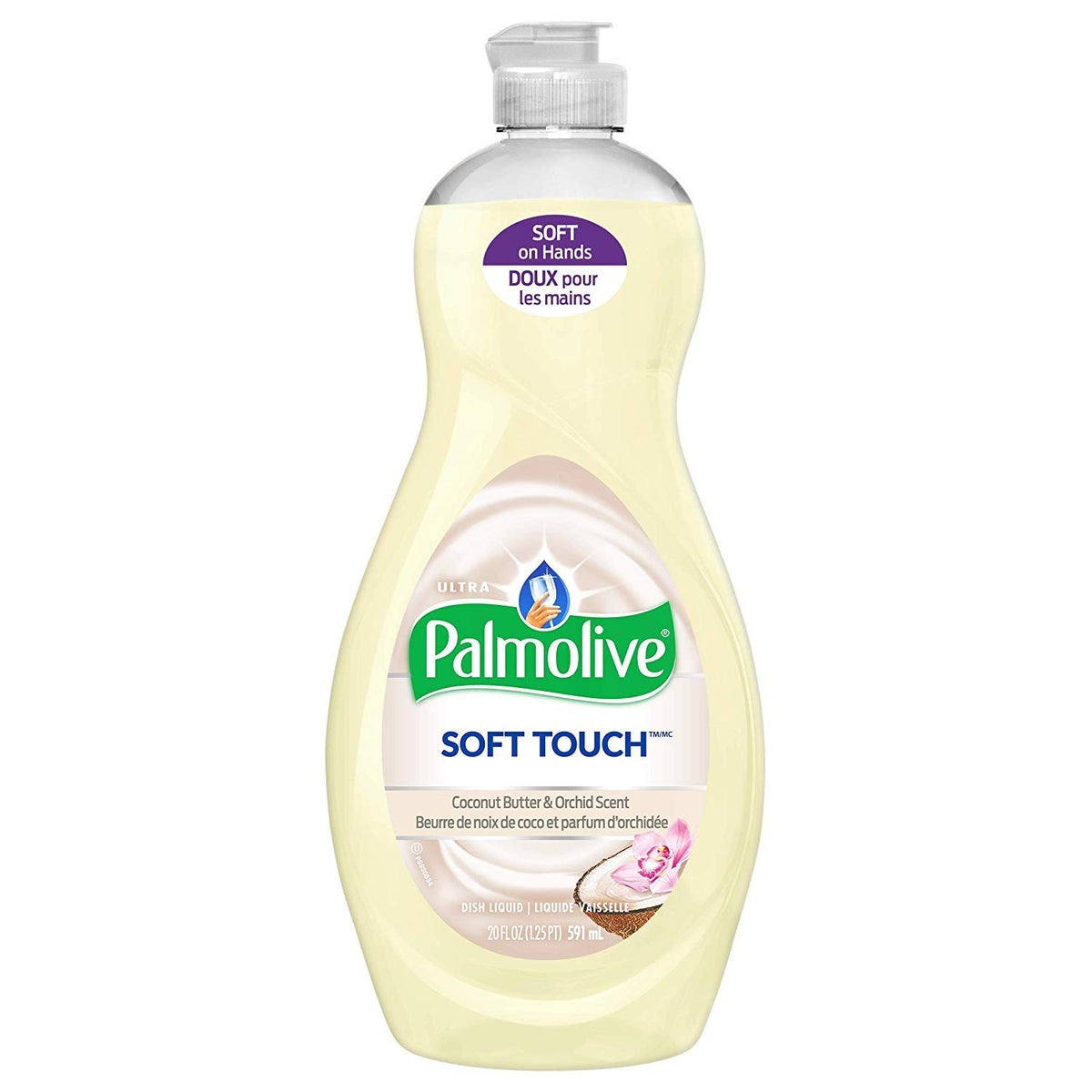 Palmolive Ultra Soft Touch Liquid Dish Soap | Soft Touch on Hands | Tough-on-Grease | Concentrated Formula | Coconut Butter & Orchid Scent - 20 Ounce Bottle (Pack of 3)
