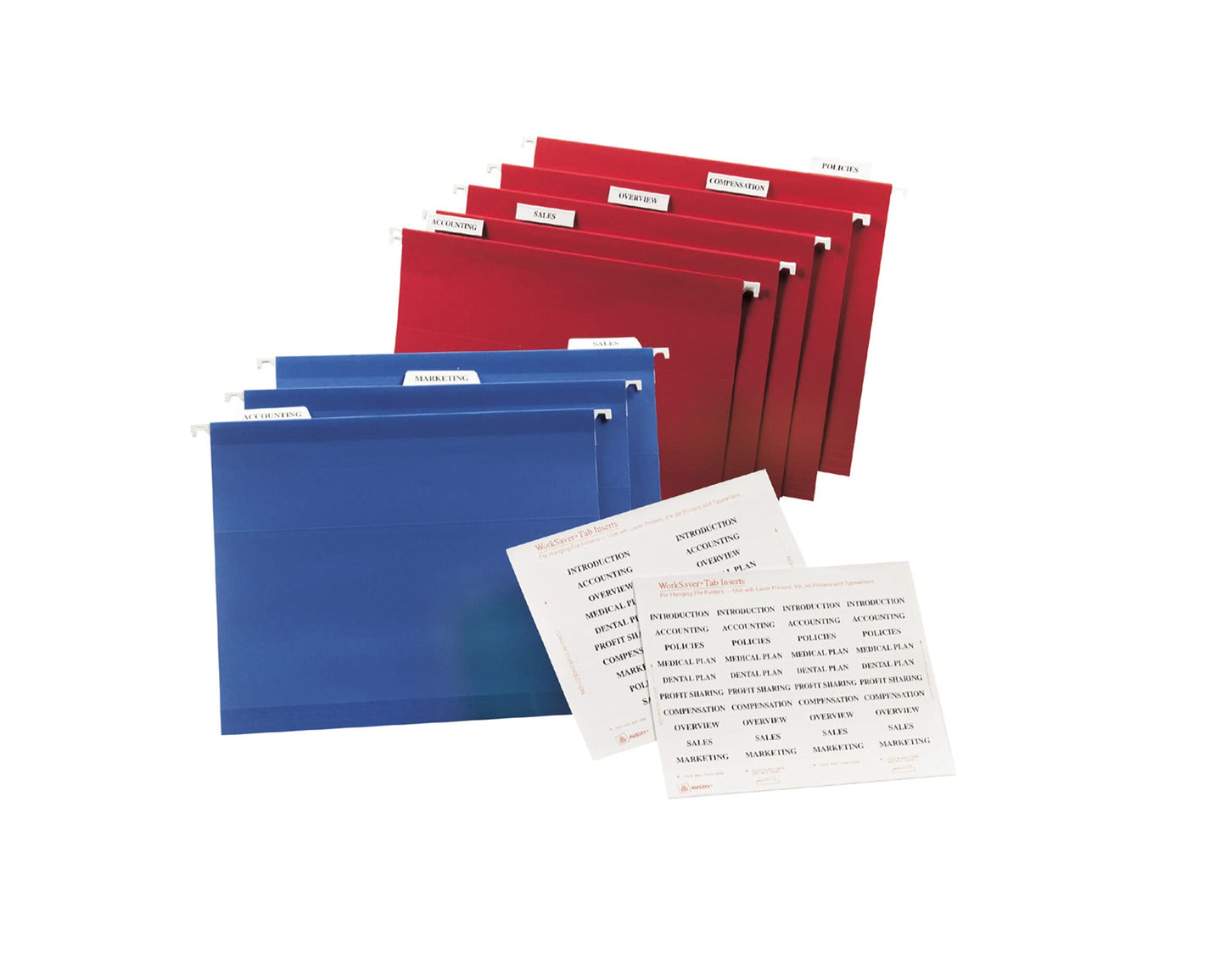 Avery Printable Tab Inserts for Hanging File Folders, 1/2" x 2", 1/5 Cut, White, 100 Index Tab Inserts (11136)