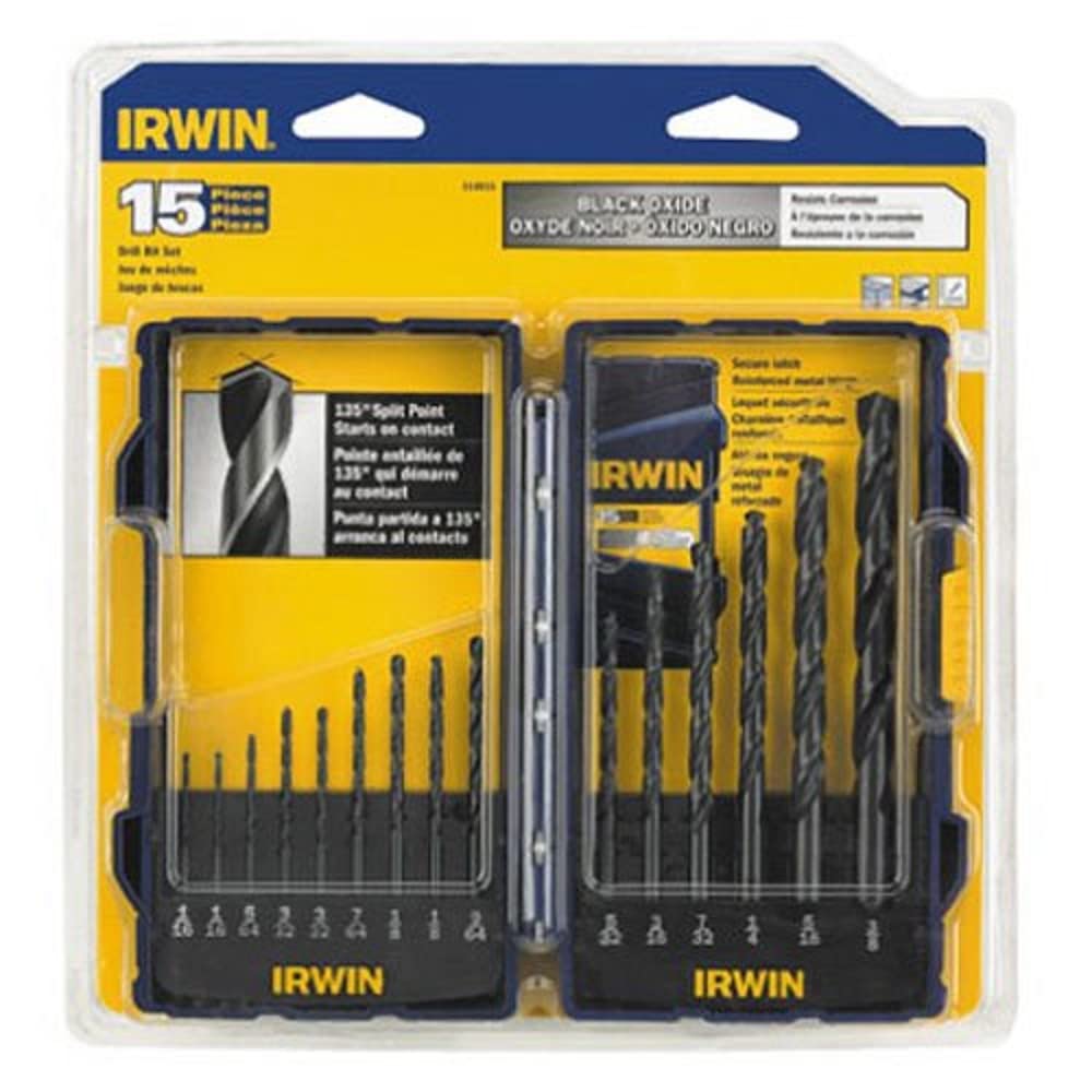 IRWIN Tools Black Oxide Drill Bit Set, 15-Piece (314015)