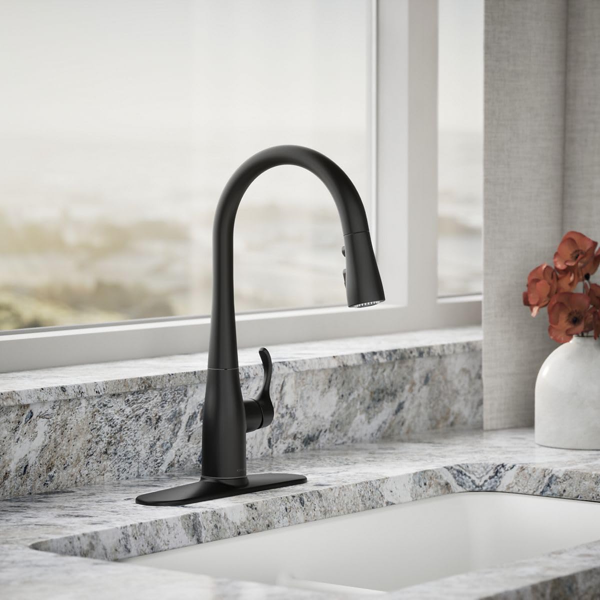 KOHLER K-597-BL Simplice Kitchen Faucet, Matte Black