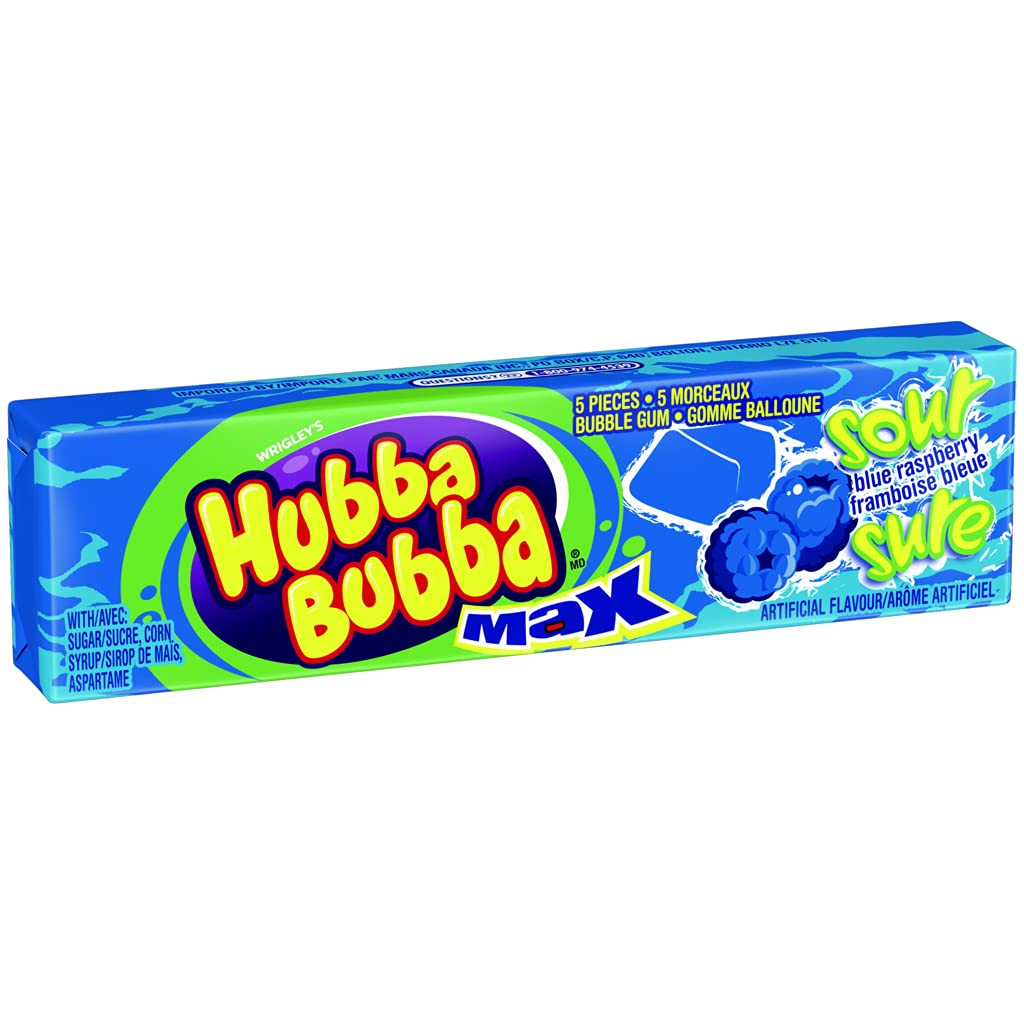Hubba Bubba Max Sour Blue Raspberry (Pack of 18) (Imported from Canada)