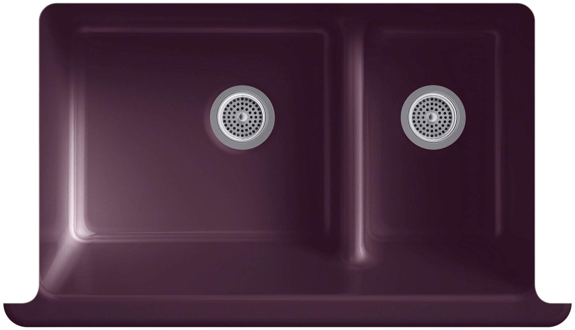 Kohler 6426-0 Whitehaven® Smart Divide® 35-1/2" undermount double-bowl farmhouse kitchen sink with short apron, White