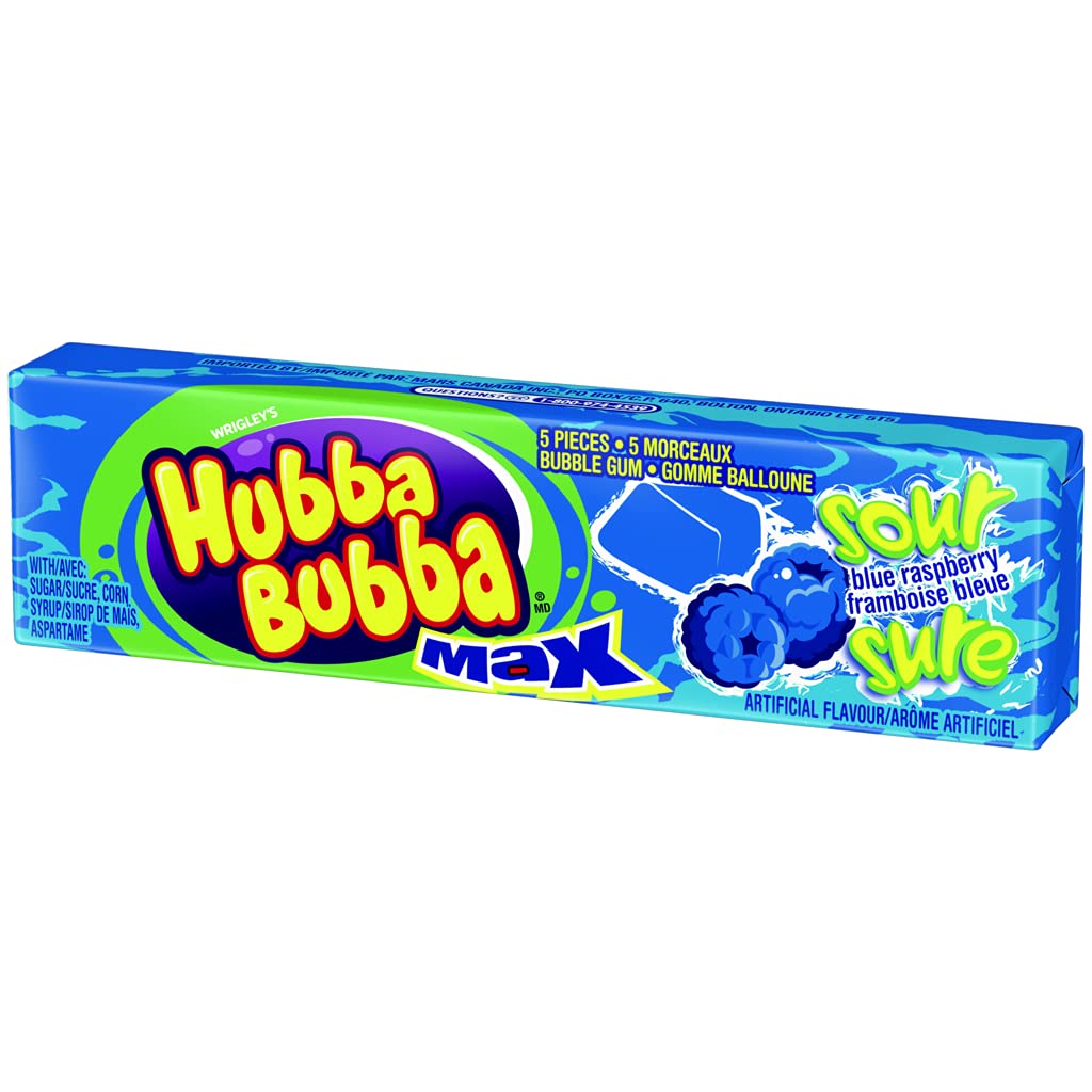 Hubba Bubba Max Sour Blue Raspberry (Pack of 18) (Imported from Canada)