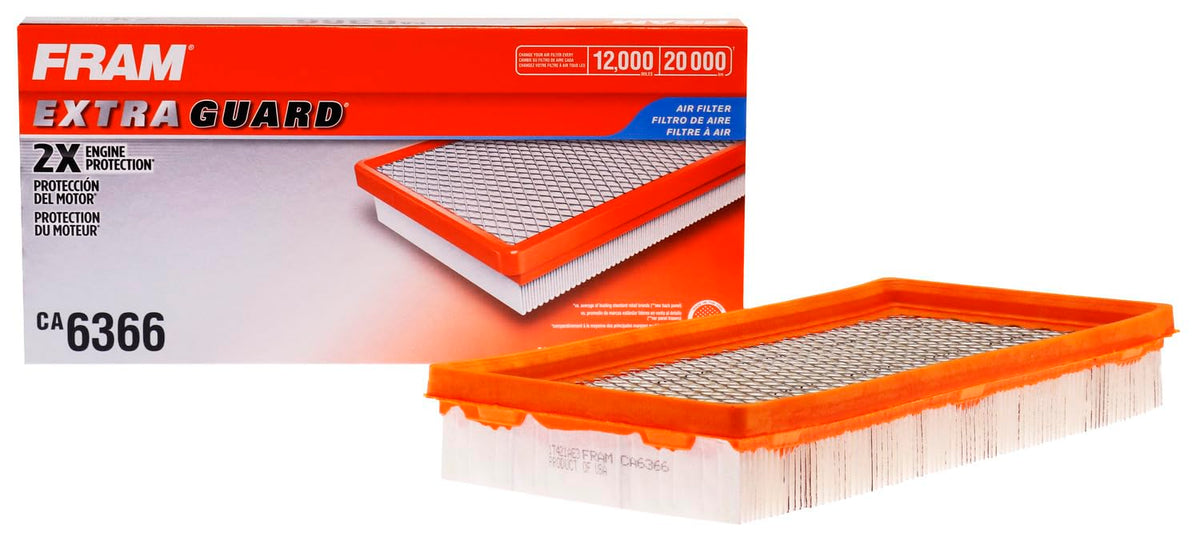 FRAM Extra Guard Flexible Rectangular Panel Engine Air Filter Replacement, Easy Install w/Advanced Engine Protection and Optimal Performance, CA6366