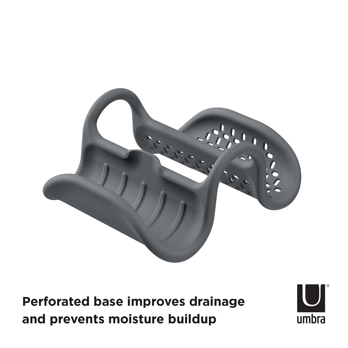 UMBRA Sling Kitchen Sink Caddy Sponge Holder, Hangs Over Edge or Divider, Double, Grey