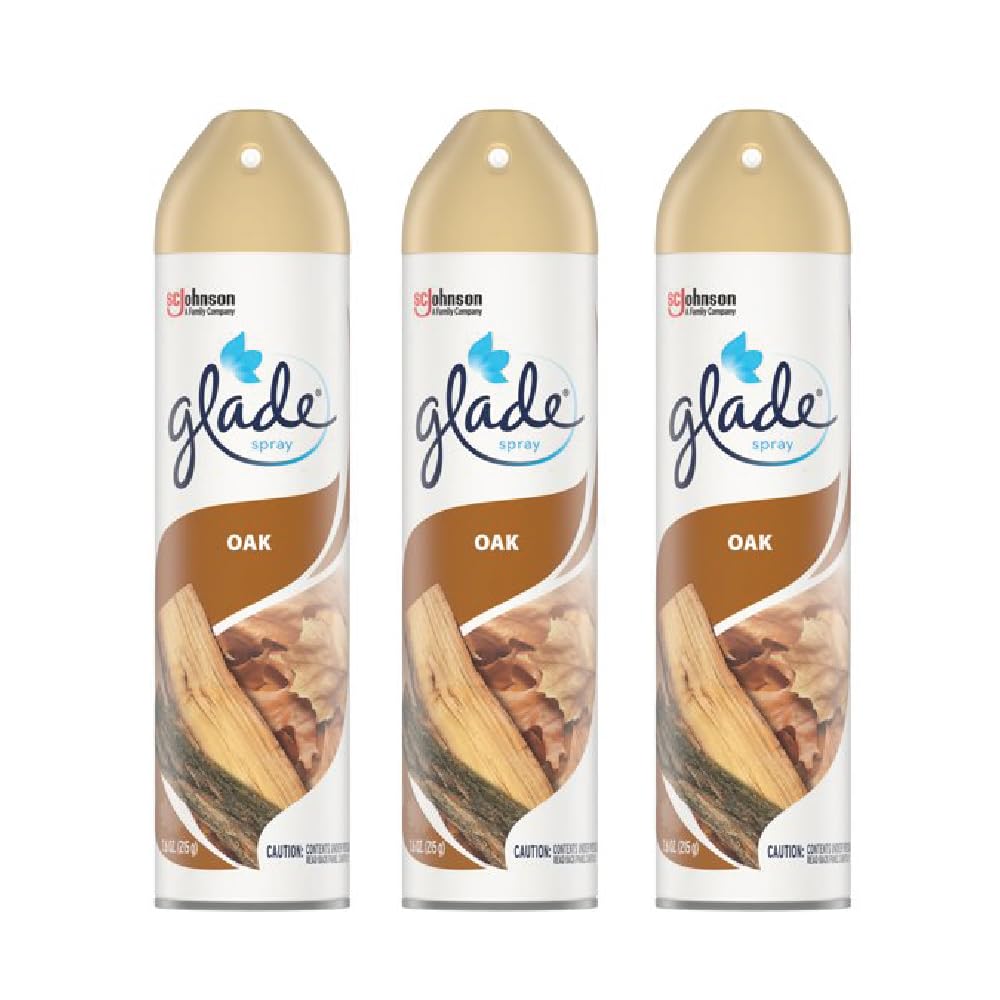 Glade Air Freshener Odor Fighting Room Spray, Oak, 8 oz, 3 Count