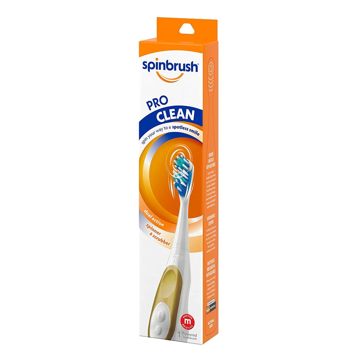 ARM & HAMMER Spinbrush Pro Series Daily Clean Powered Toothbrush Medium - Color Vary (Pack of 4)