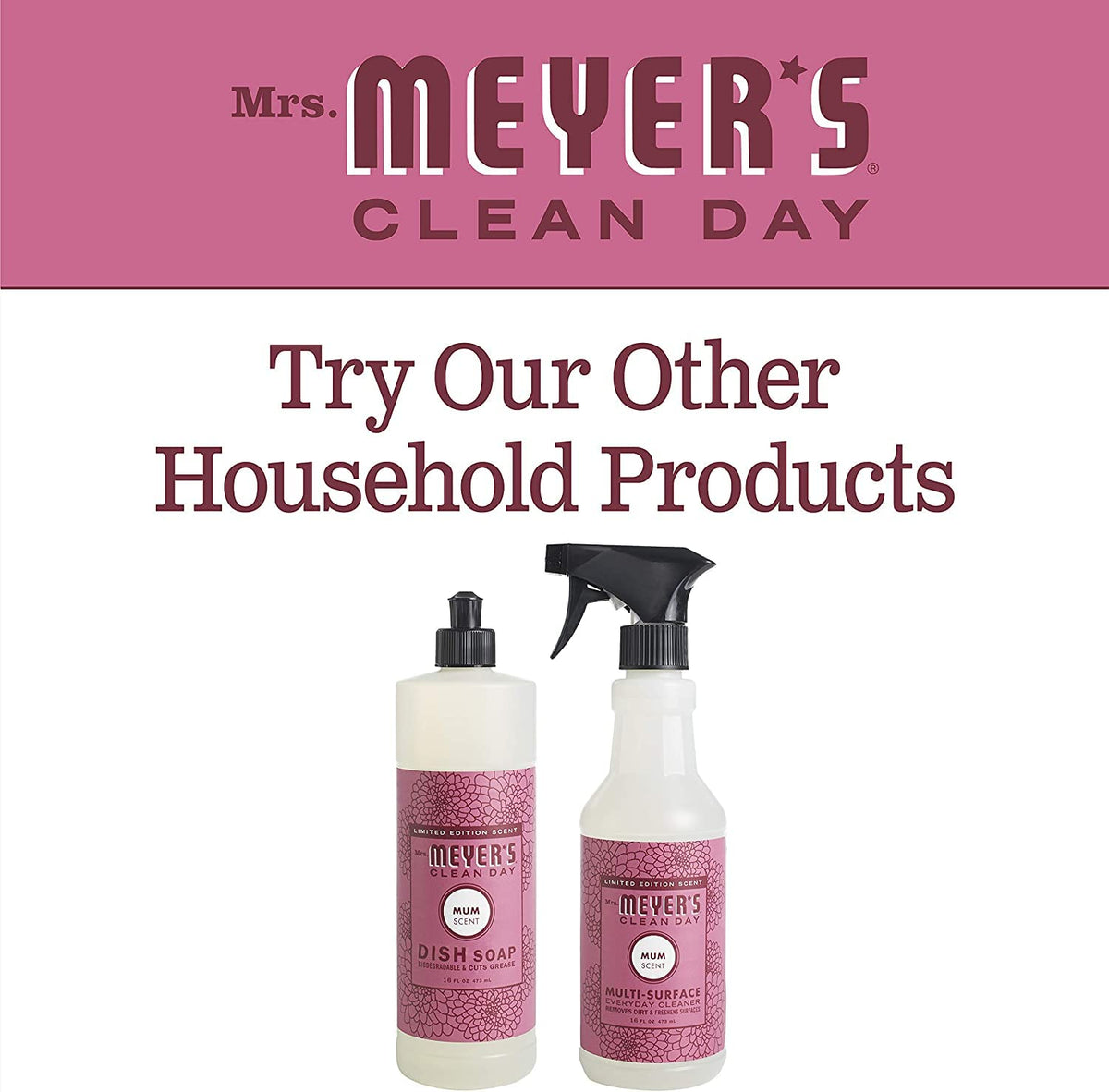 Mrs. MEYER'S Clean Day Liquid Dish Soap, Biodegradable Formula, Mum,16 Fl Oz. (Pack of 6)