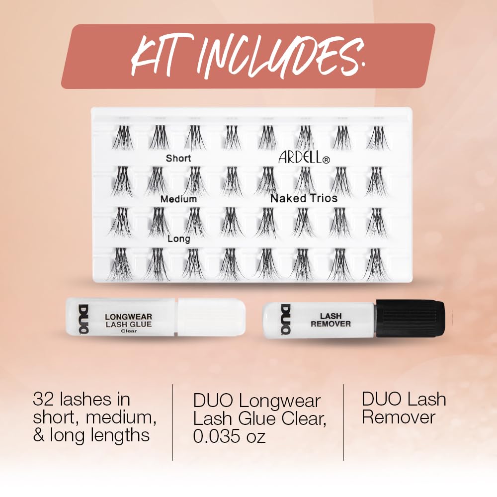 Ardell Naked Lashes Trios Kit, 32 Trios, 2 pack