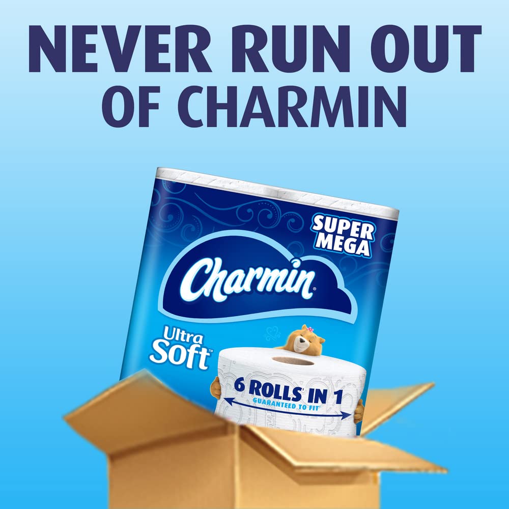 Charmin Ultra Soft Toilet Paper, 6 Super Mega Rolls = 36 Regular Rolls