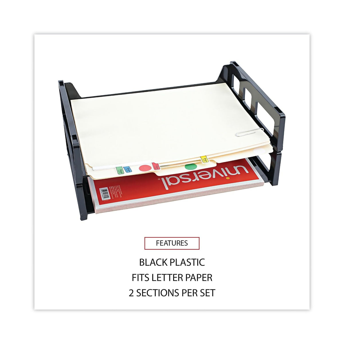 UNV08100 - Universal Side Load Letter Desk Tray, Black