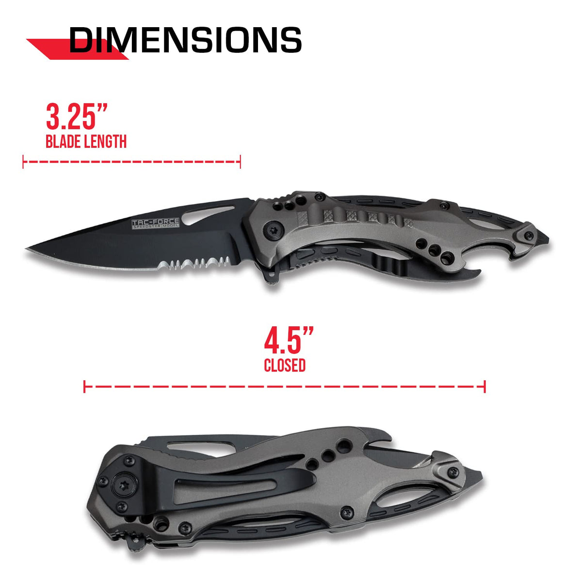TAC Force TF-705GY Tactical Spring Assisted Knife 4.5"" Closed, Grey camo