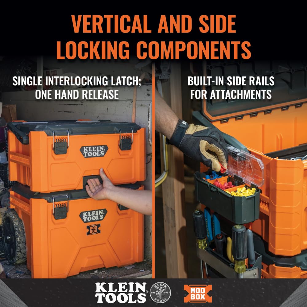 Klein Tools 54803MB MODbox Medium Deep Tool Box, Heavy Duty Organizer with Removable Tray, Water and Debris Resistant, Stackable Module