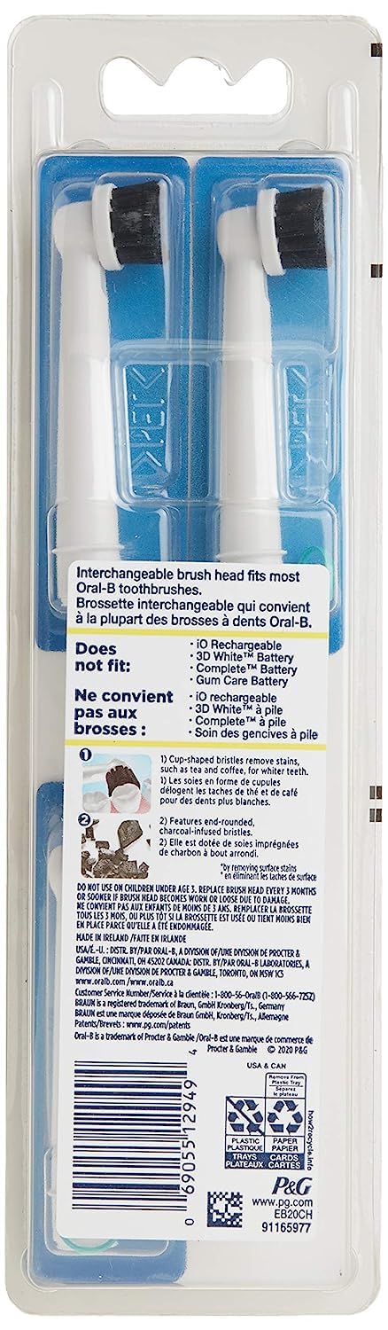 Oral-B Charcoal Electric Toothbrush Replacement Brush Heads Refill, 3 Count