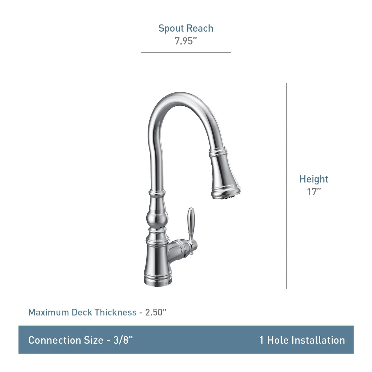 Moen Weymouth Matte Black Shepherd's Hook Pulldown Kitchen Faucet Featuring Metal Pull Down Sprayer with Power Boost, S73004BL
