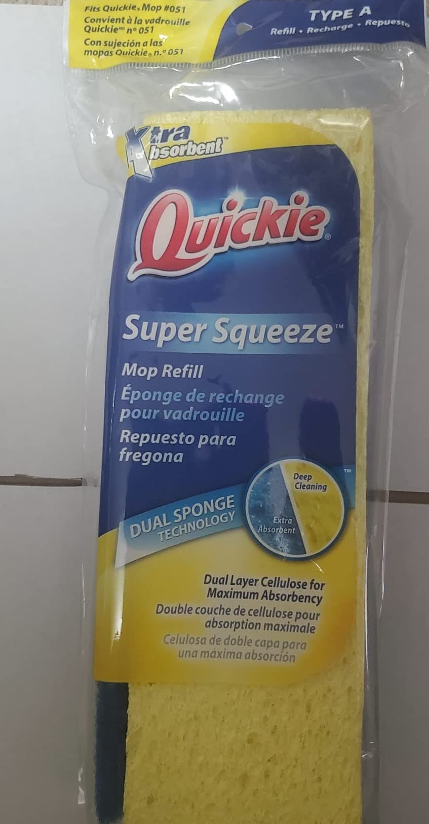 Quickie Sponge Refill, Super Squeeze Mop Refill, Scrubber Strip Included, Clean Bathroom and Kitchen