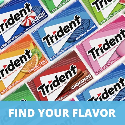 Trident Mint Bliss Sugar-Free Chewing Gum, 12 Packs of 14 Pieces (168 Total Pieces)
