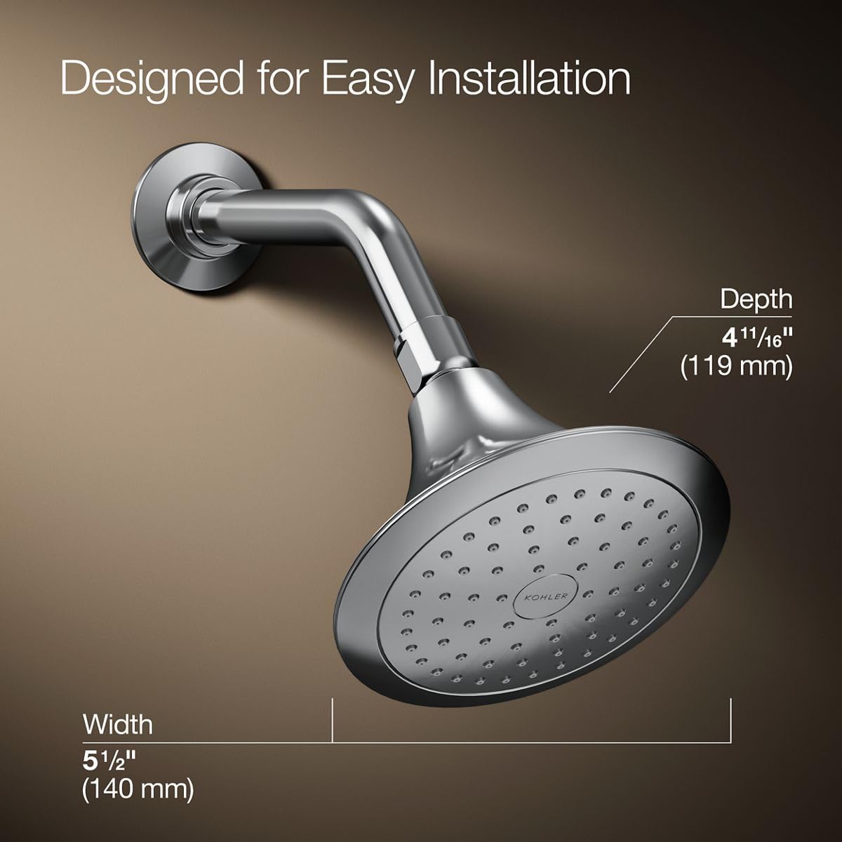 Kohler 10282-AK-CP Forté® Single-function showerhead, 2.5 gpm, Polished Chrome