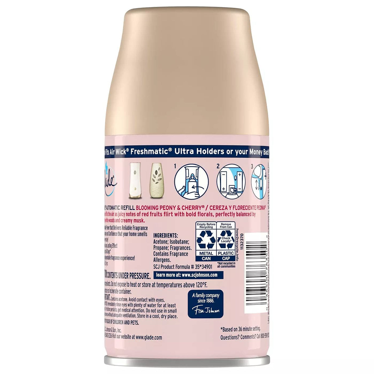Glade Automatic Spray Air Freshener Refill | Blooming Peony and Cherry - 269 ml Each (Pack of 3)
