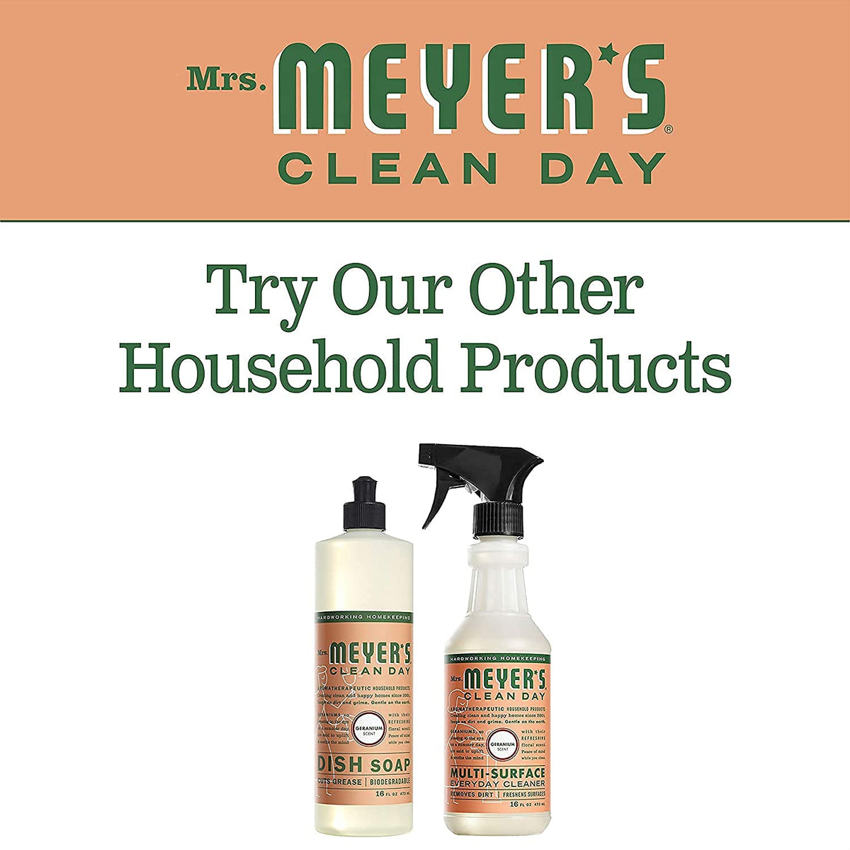 MRS. MEYER'S CLEAN DAY Dish Soap, Geranium, 16-Ounce (Pack - 6)
