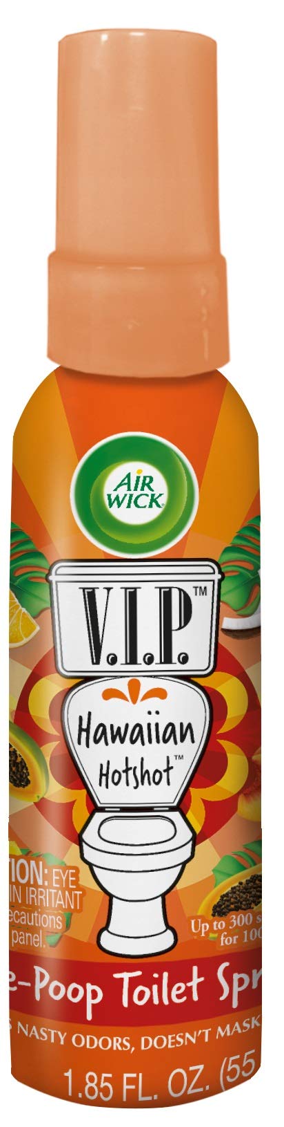 Air Wick V.I.P. Pre-Poop Toilet Spray | Hawaiian Hotshot Scent | Contains Essential Oils | Travel size Air Freshener | Up to 100 uses - 1.85 Ounce (Pack of 4)