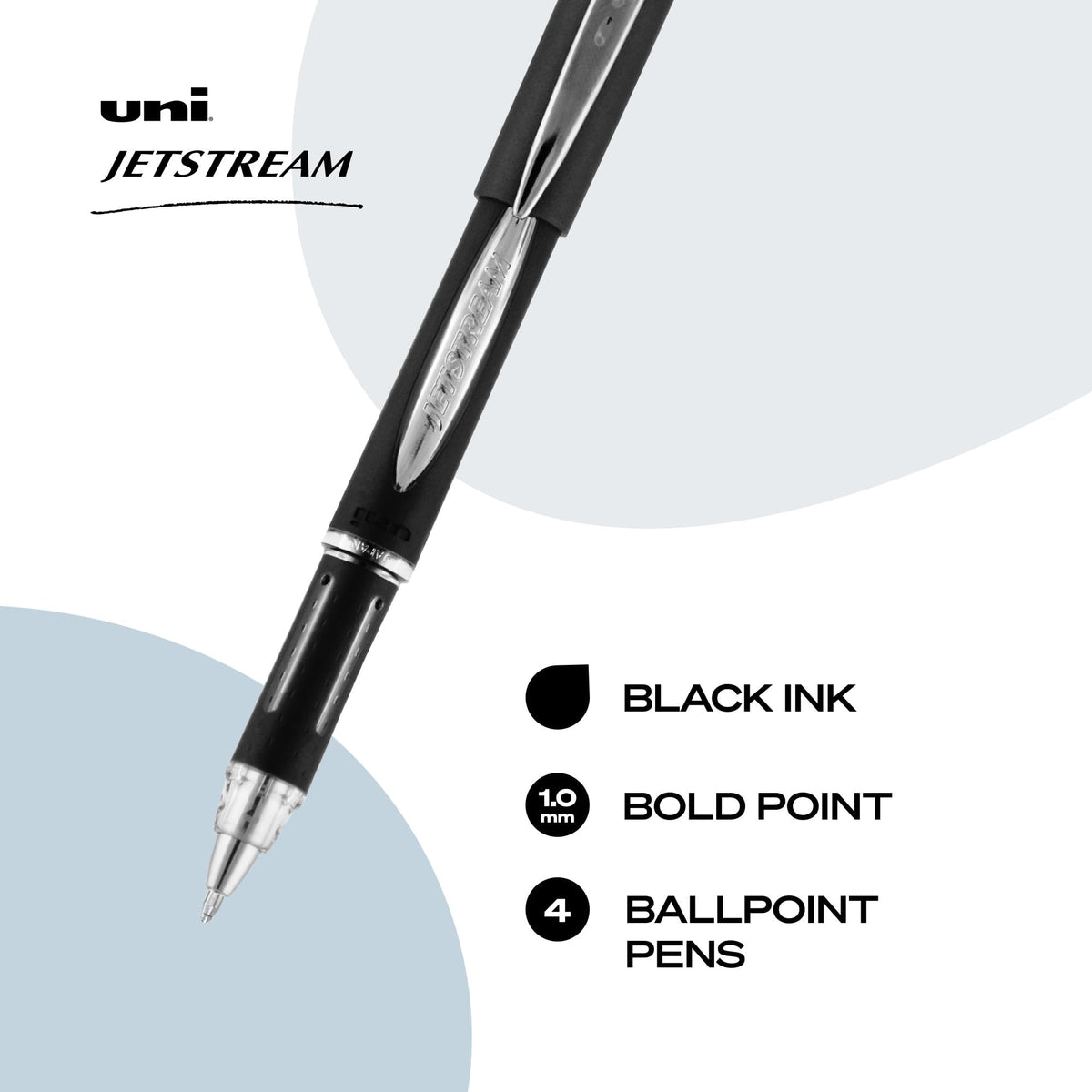uniball Jetstream Ballpoint Pens, Medium Point (1.0mm), Black, 4 Pack