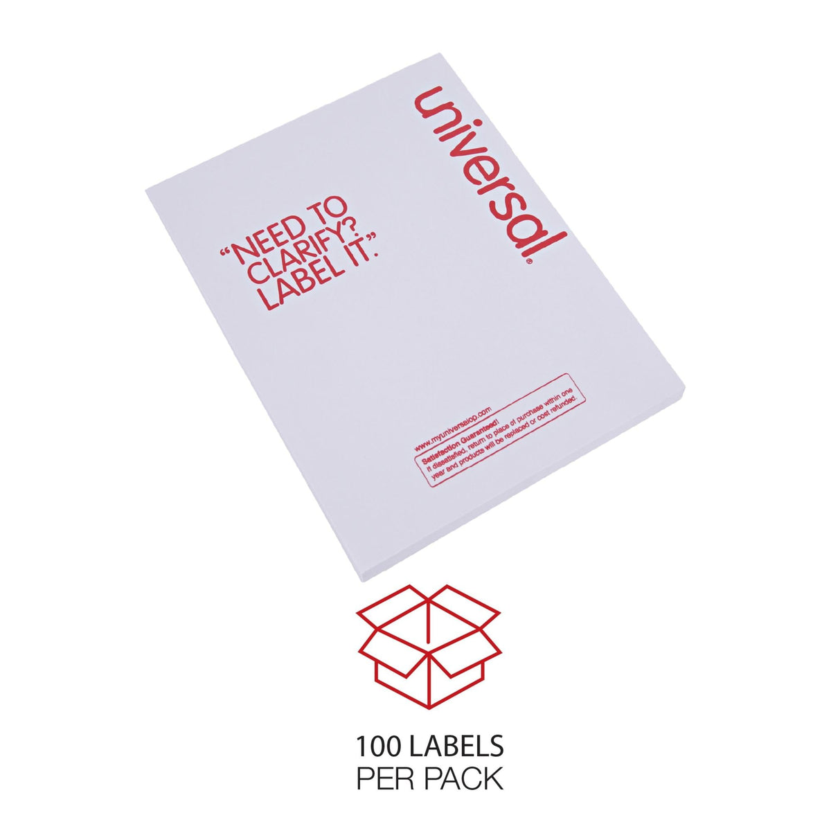 Universal UNV90108 8.5 in. x 11 in. Copier Mailing Labels - White (100/Box)