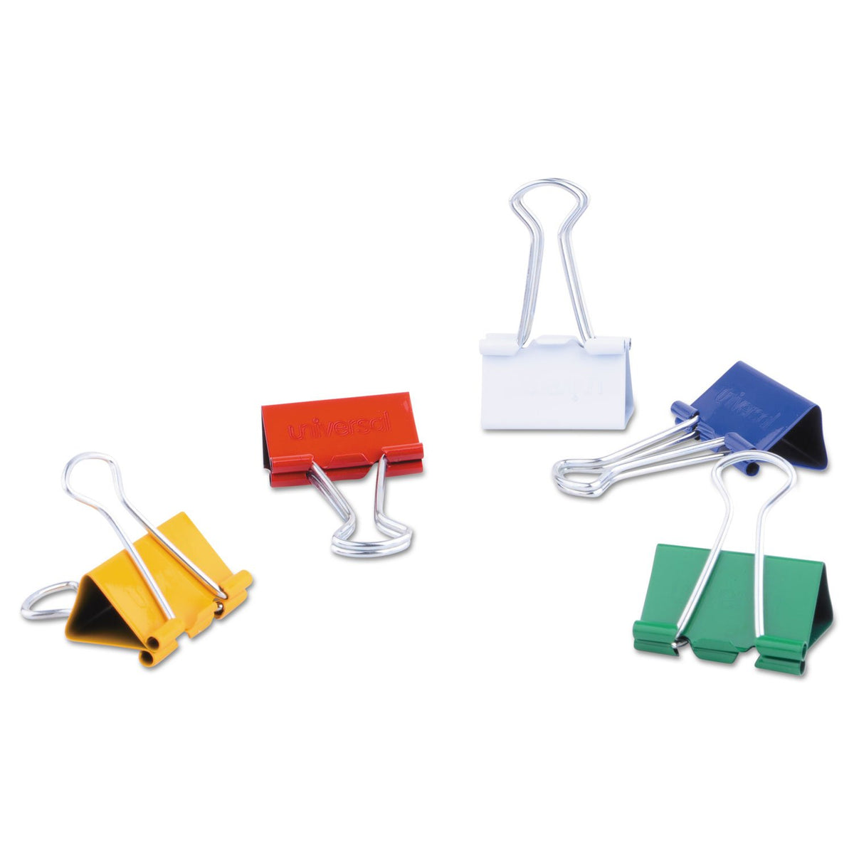 Universal UNV31029 Binder Clips with Storage Tub - Medium, Assorted (24/Pack)