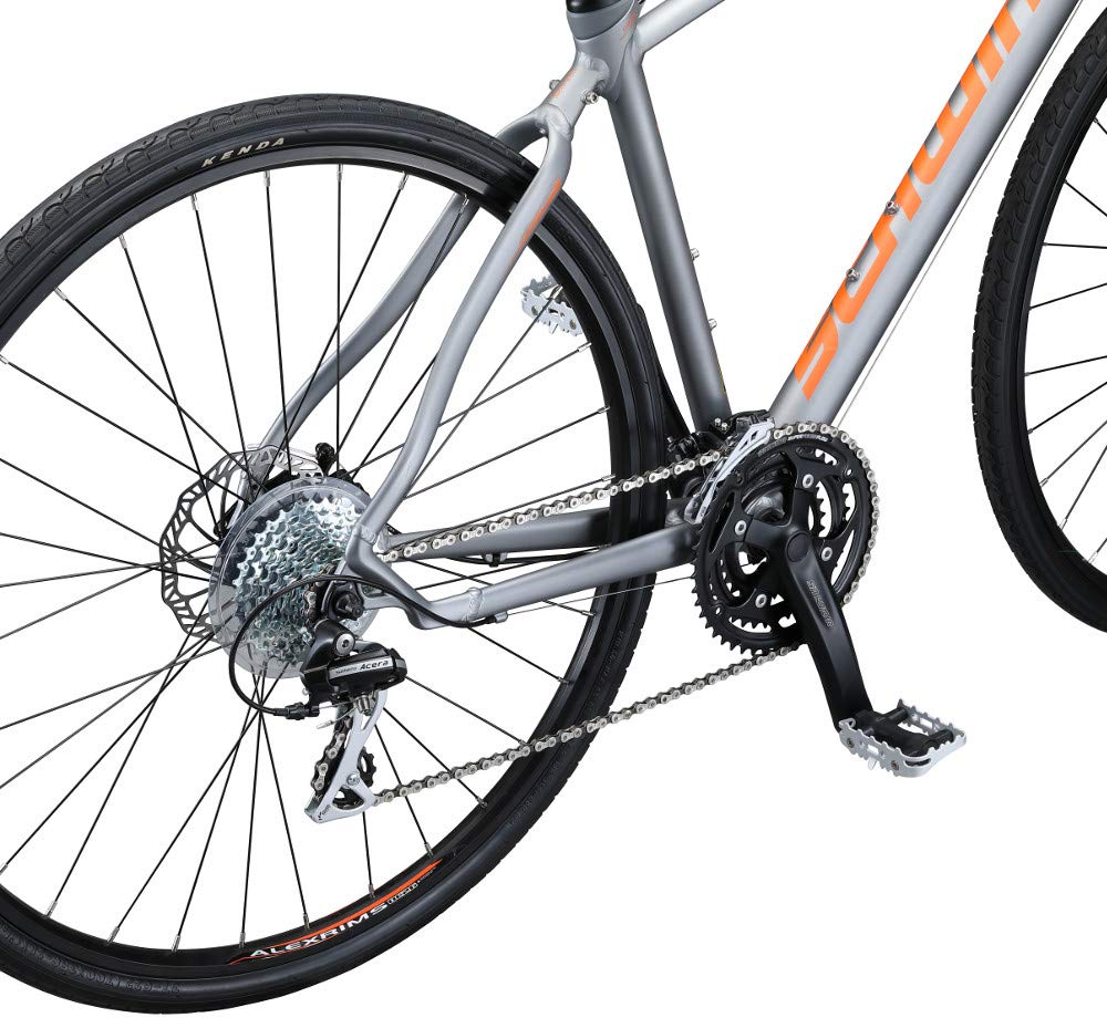 Schwinn Vantage F2 Mens/Womens Sport Hybrid Bike, 24-Speed Drivetrain, 58cm/Large Aluminum Frame, Flat Bar, Disc Brakes, Smooth Ride Technology, Matte Grey