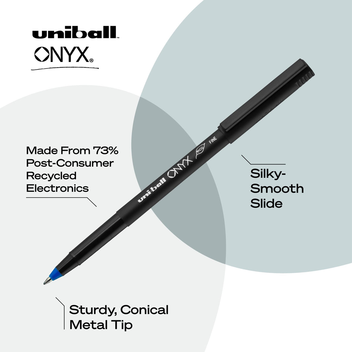 uni-ball ONYX Rollerball Pen, Fine Point (0.7mm), Blue, 72 Count