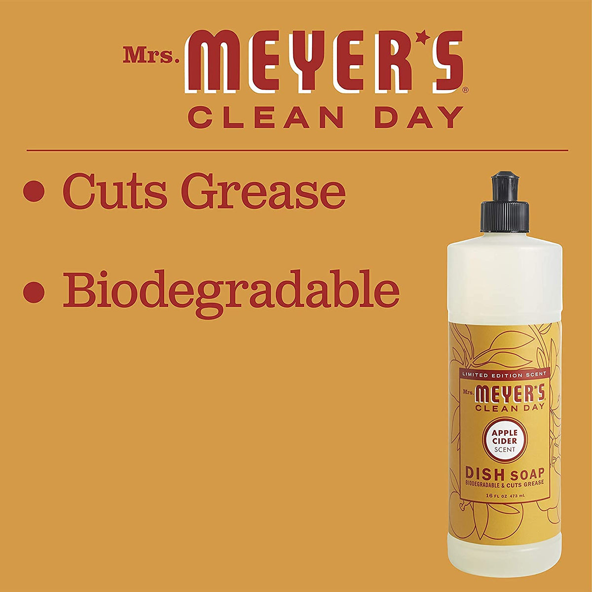 Mrs. MEYER'S Liquid Dish Soap Apple Cider 16 OZ (Pack - 1)