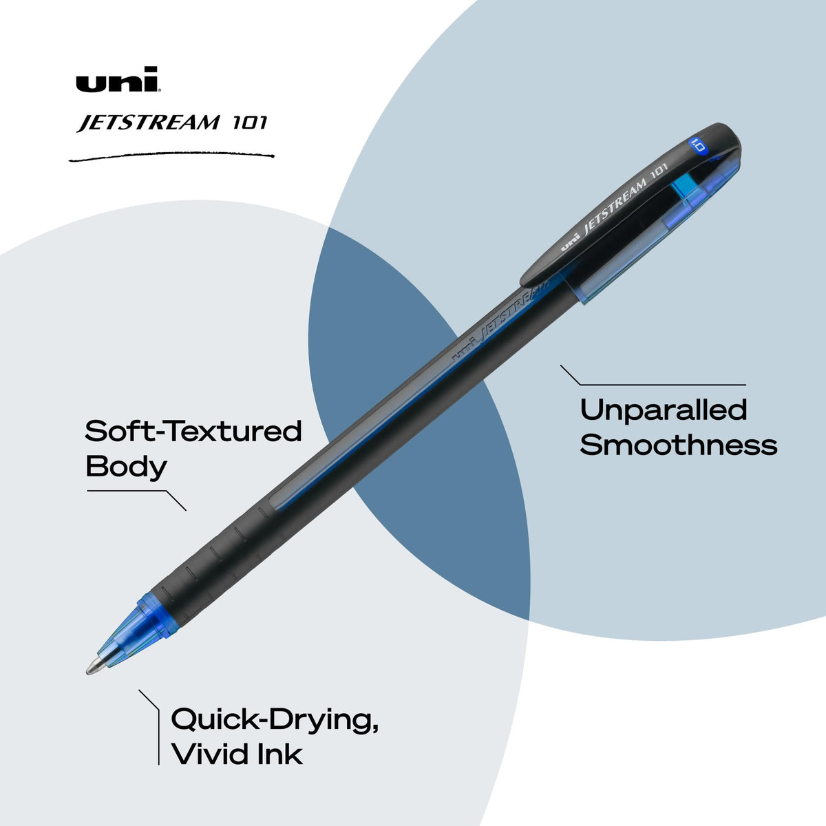 Uni-Ball 1768012 Jetstream 101 Ball Point Pens, Bold Point, Blue Ink, 12 Pack