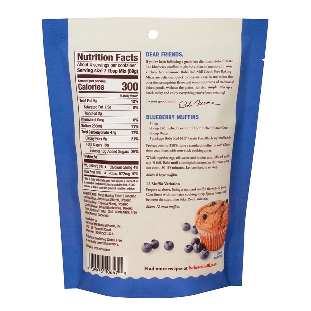 Bob's Red Mill Grain Free Blueberry Muffin Mix 9 oz Pkg