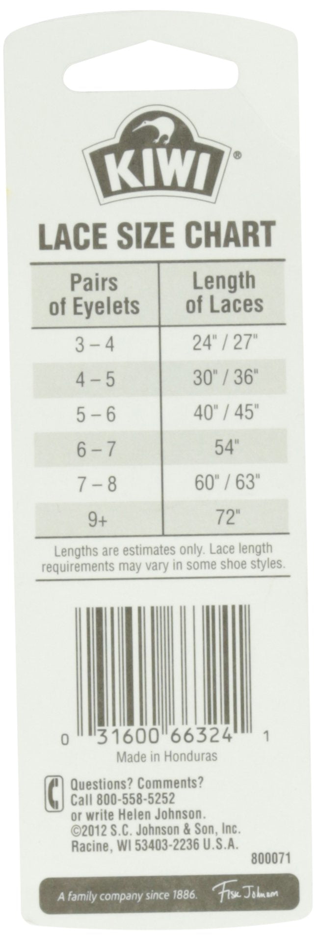 Kiwi Shoe laces, 27 in, wax brown, 1 ct