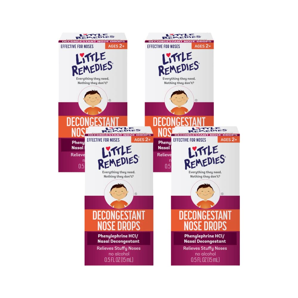 Little Remedies Decongestant Nose Drops | Ages 2-6 | 0.5 Fl. Oz (Pack of 4)
