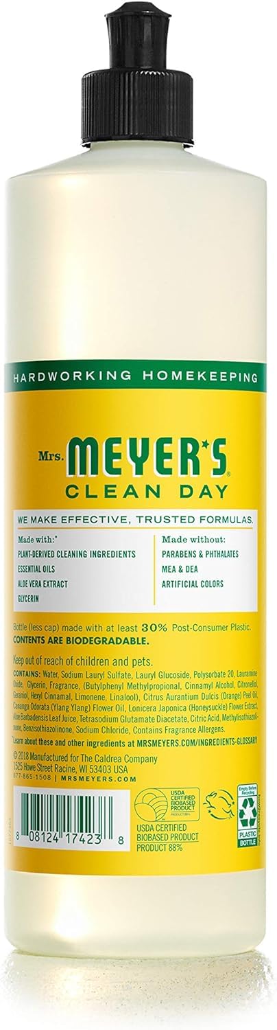 Mrs. MEYER'S Kitchen Set, Dish Soap, Hand Soap, and Multi-Surface Cleaner, 3 CT (Honeysuckle)
