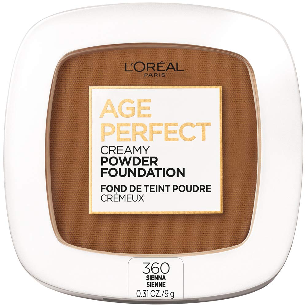 Lâ€™OrÃ©al Paris Age Perfect Creamy Powder Foundation Compact, 360 Sienna, 0.31 Ounce