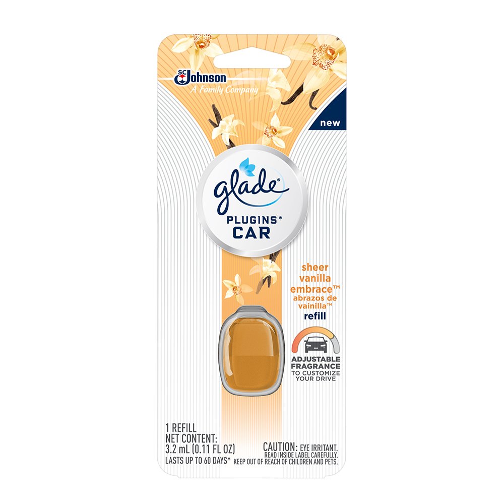 Glade Plugins Car Air Freshener Refill, Sheer Vanilla Embrace, 0.11 Fl. Oz