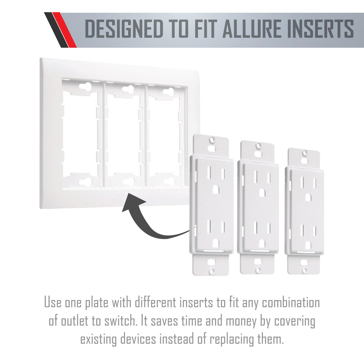 TayMac A3000W Allure Nonmetallic Wallplate Frame with Gang, White